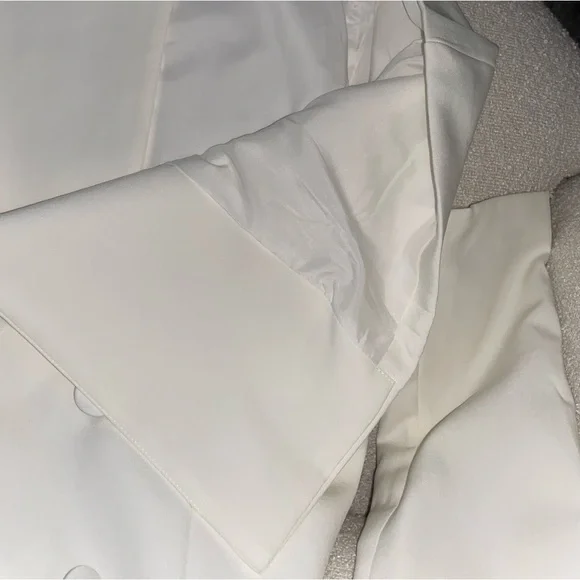 White Blazer Dress Double Breasted Cutout Waist - Picture 6 of 9